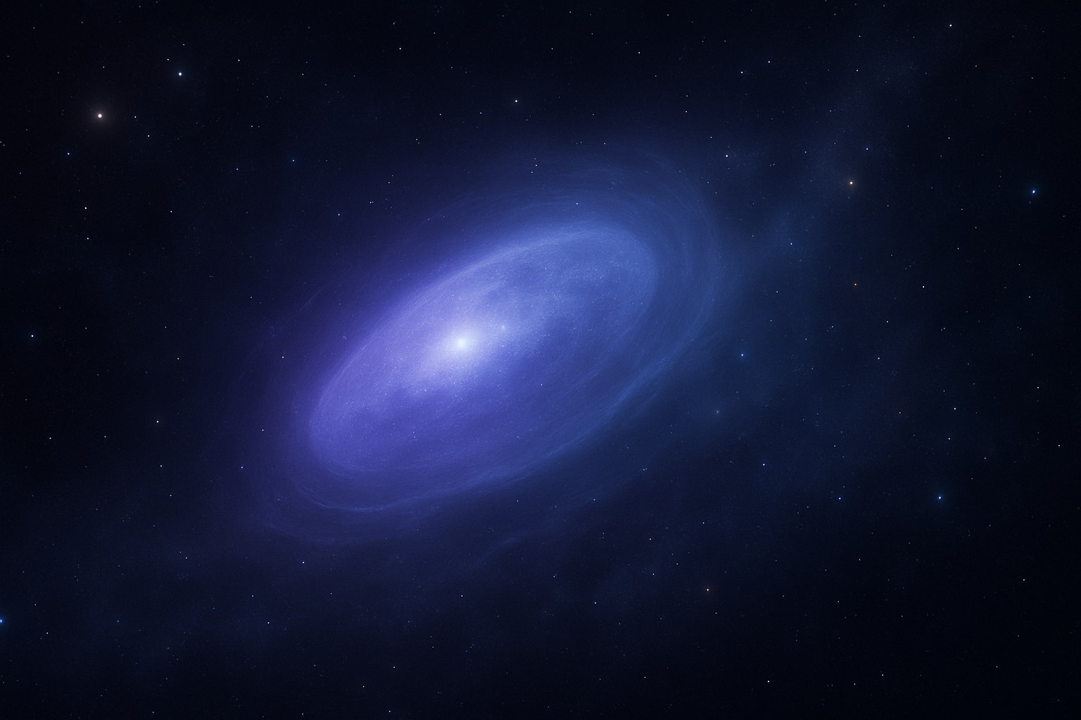 Objet interstellaire lumineux AI Atlas, flottant dans l’espace, baigné de lumière bleutée et entouré d’étoiles lointaines. Référence pour message de Saint-Germain